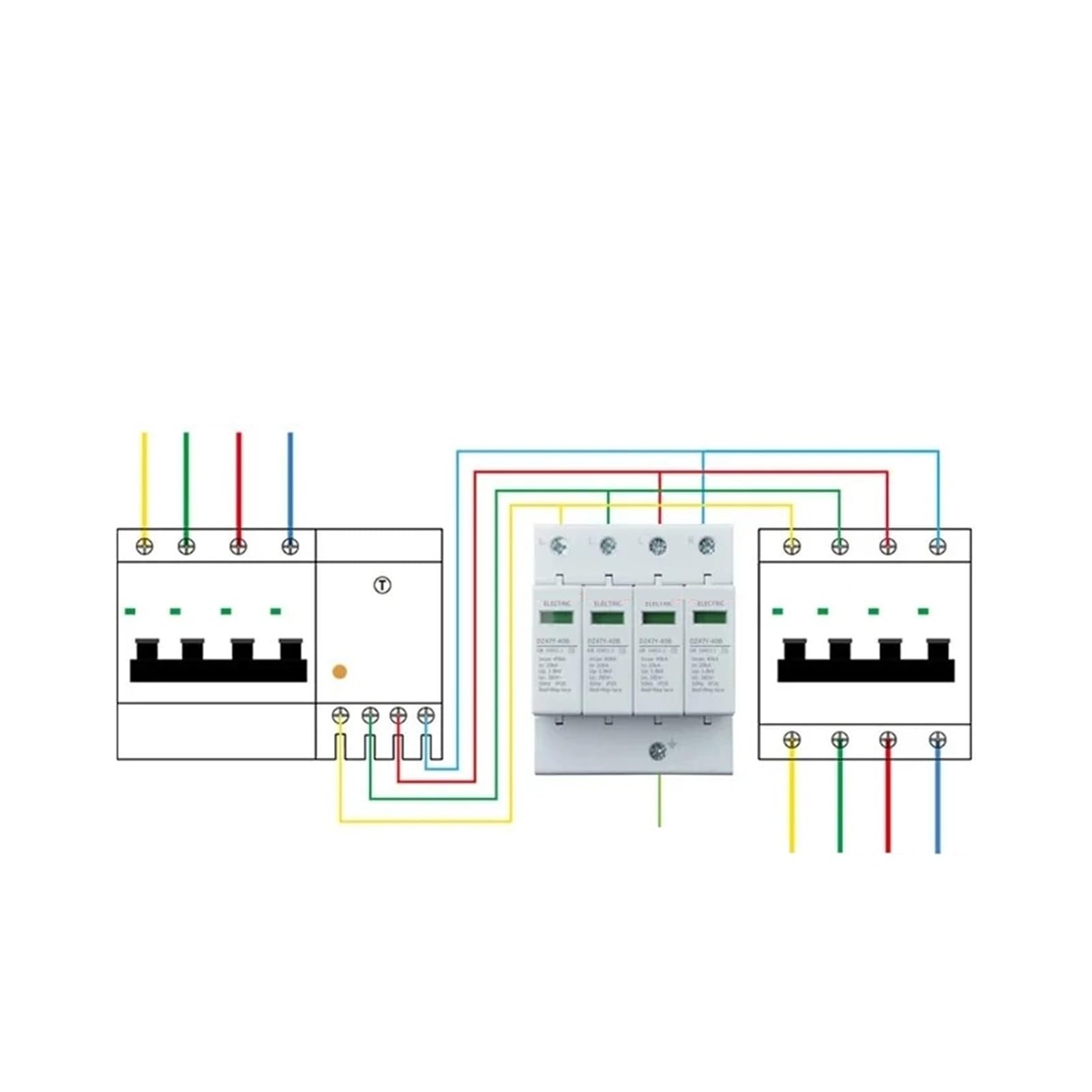 Pararrayos Trifásico de Cuatro Hilos 2P3P4P | Protector de energía industrial T2 Monitoreo del hogar Desconexión de relámpagos 220v(4P-80KA)