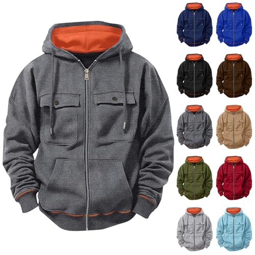 Cambkatl Men's Streetwear Zip Up Hoodies Stylish Color Block Casual Long Sleeve Hooded Sweatshirt Jackets with Pockets2