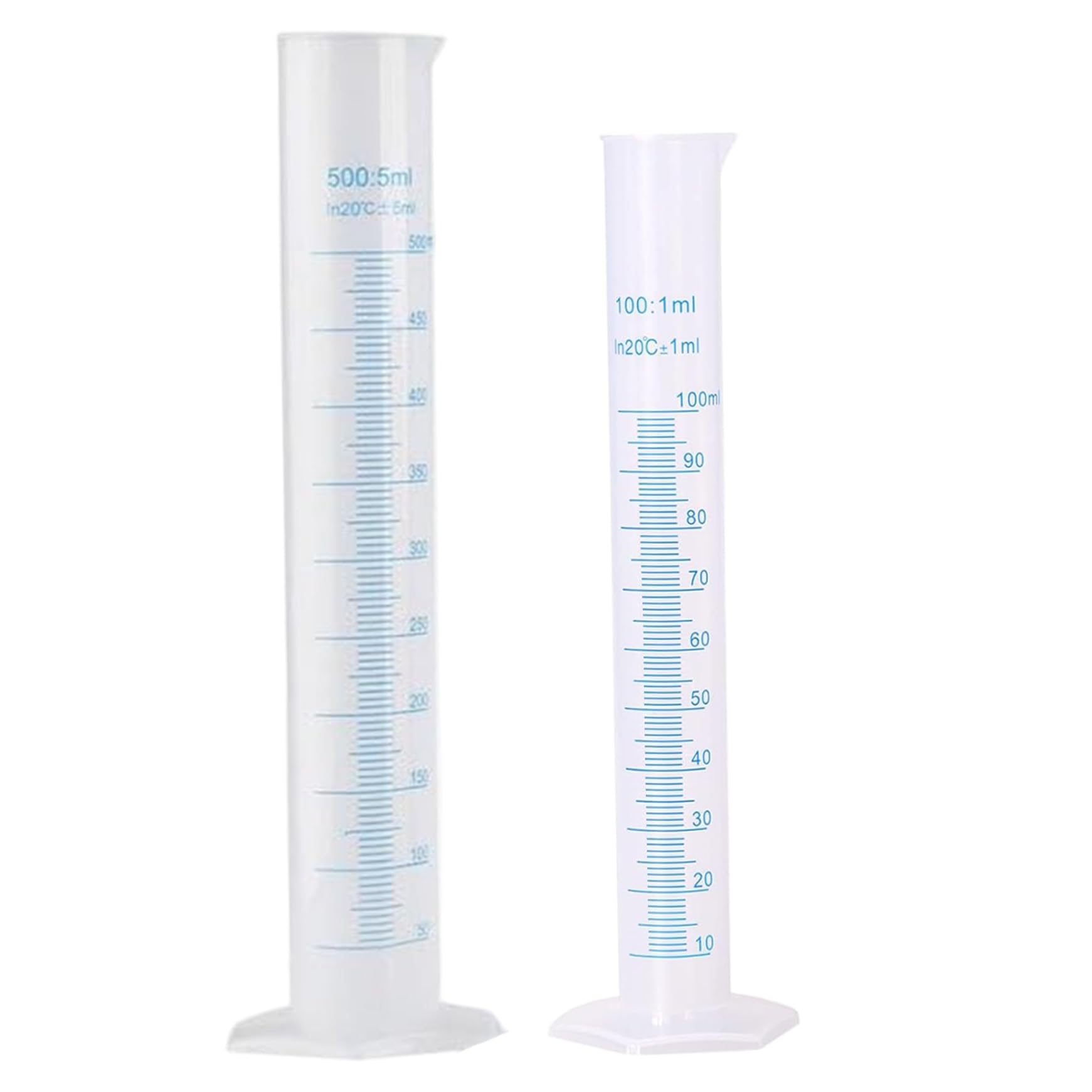 Cylindre gradué en plastique, tube à essai de 500 ml d'hydromètre avec échelle claire, cylindre de mesure portable pour les sciences la maison et l'école, laboratoire, 250 ml gradués