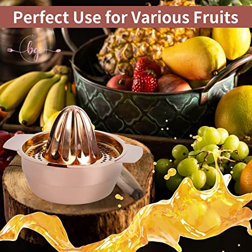 Blagain Lemon Squeezer, Stainless Steel Citrus Lemon Orange Juicer, Manual Juicer With Strainer & Bowl, Hand Juicer With Easy Pour Spout, Rose Gold #TOP6