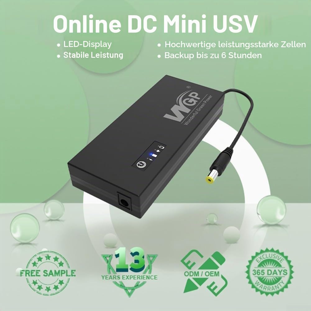 Mini-UPS 12V 3A 10400MAh Für Router, Glasfasermodem, Sicherheitsüberwachung, Mit Überlade-/Überstromschutz (Schwarz)