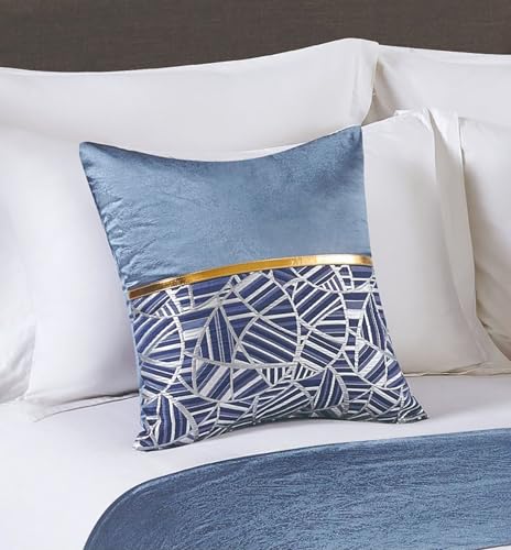 Cubrecama azul solido de 50x50cm protector de cama de empalme para dormitorio 3