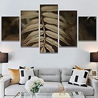 SIGNWIN 5 Panel Canvas Wall Art Modern Art Decorative Elements Expressive Leaves Multicolor Patterns Photography for Home Decorations Ready to Hang - 60