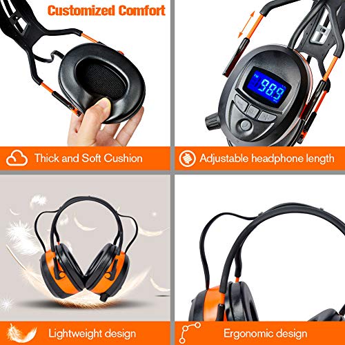 Gardtech Ear Defenders, Noise Cancelling Headphones With Bluetooth MP3 Fm Radio, Nrr 29Db Safety Ear Muffs With Lcd Display And 4GB Built-In Sd Card For Garden Work - 3