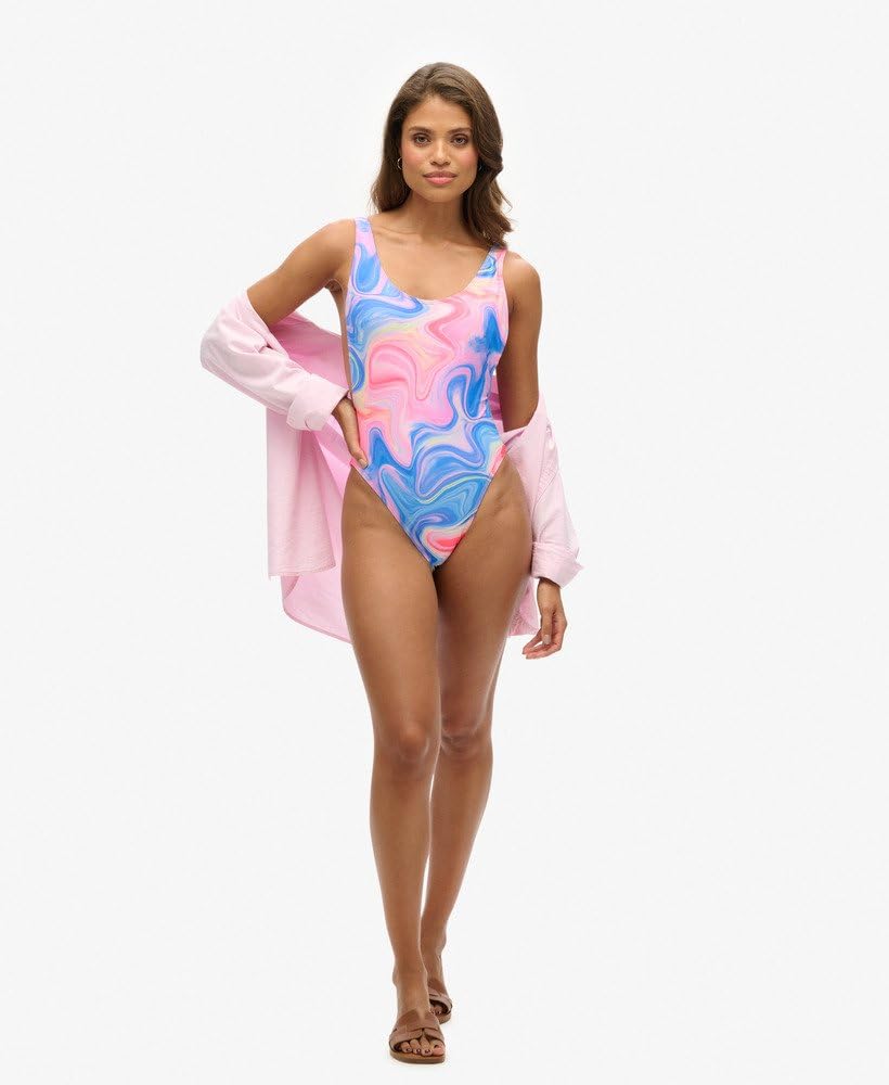 Superdry Maillot de bain pour femme avec décolleté plongeant dans le dos et imprimé