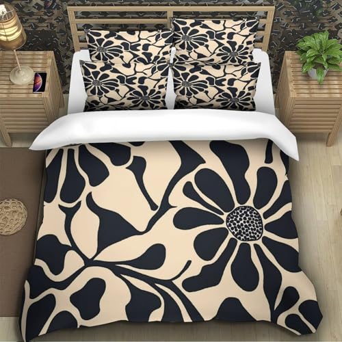 Housse de couette microfibre 200x200 cm effet 3D croquis floral - 5
