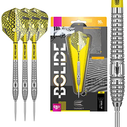 TARGET Darts Bolide 90% Tungsten Swiss Point Steel Tip Darts Set of 3, Barrel 03, 22 Grams | Featuring Pro Grip Dart Stems, Number 6 Dart Flights, Swiss Points | Professional Darts