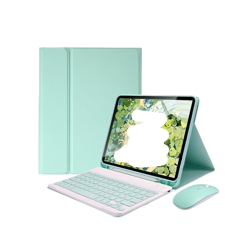 Clavier QWERTY iPad Pro 12,9 avec Étui Cuir Vert et Souris Bluetooth