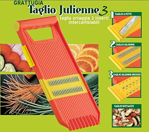 GIO' CASA CREAZIONI Grattugia 3 Usi Taglio Julienne Affettatrice Grattugia 100% Made in Italy