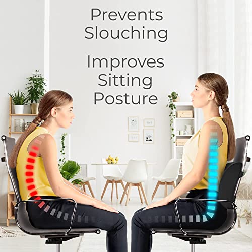 Image of MRRON Back Support for Office Chair | 3 Years Warranty | Medical Grade Memory Foam Car Seat Back Support, Orthopedic Lumbar Back Rest for Back Pain Relief - Back Pillow for Sitting Long Hours