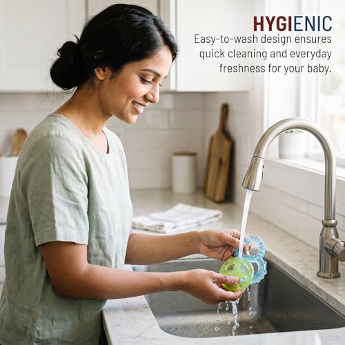 Image of Baybee Natural Silicone Baby Teether for 3-12 Months | Bpa Free Food Grade Soft Silicone Teething Relief Toys for Infants, Babies, Pack of 2 | Gum Safe Soothers Infant Oral Care & Baby Essentials Gift