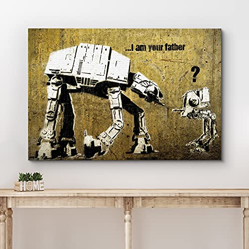 Wall26 Canvas Print Wall Art Banksy Science Fiction Robots Graffiti & Street Art Pop Culture Illustrations Pop Art Bohemian Multicolor Dark For Living Room, Bedroom, Office - 12"X18" #TOP2
