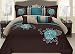 Fancy Collection 7-pc Embroidery Bedding Brown Turquoise Comforter Set (King)