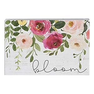 Simply said inc small talk bloom sign flower bloom decor 35 x 525 inch wood sign spring wood block plaque small wood flower signs inspirational wood sign made in usa str1284  urban country home decor