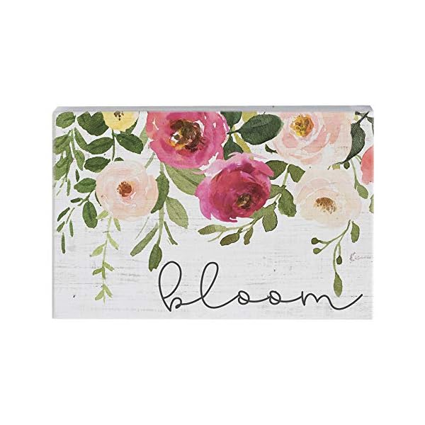 Simply said inc small talk bloom sign flower bloom decor 35 x 525 inch wood sign spring wood block plaque small wood flower signs inspirational wood sign made in usa str1284  urban country home decor