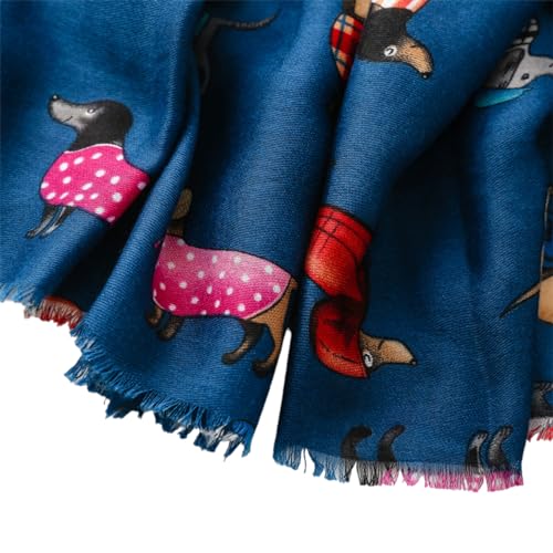 GFM® Damenschal mit Dackel-Motiv, für Frühling, Sommer, alle Jahreszeiten, blau, 42