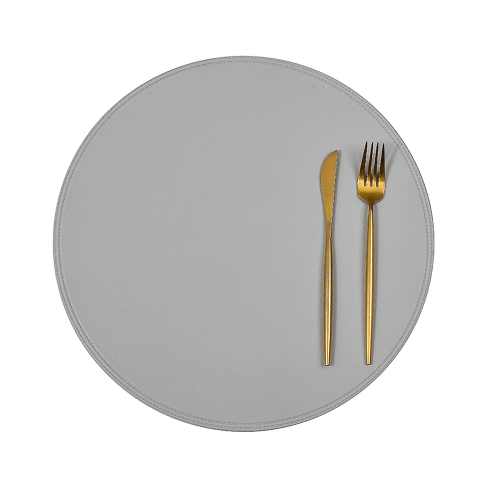 Set de table couture moderne en simili cuir gris 38 cm haut de gamme