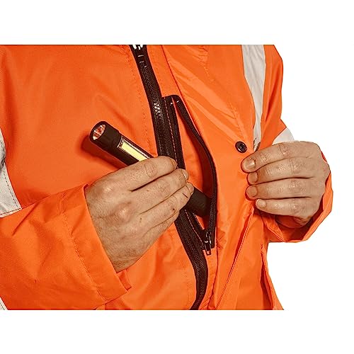 Portwest RT32 Hi-Vis Winter Bomber Jacket Waterproof Cold Protection EN342 Certified Reflective Tape Texpel Eco Fabric Multiple Pockets Detachable Hood, Orange, L - Image 3