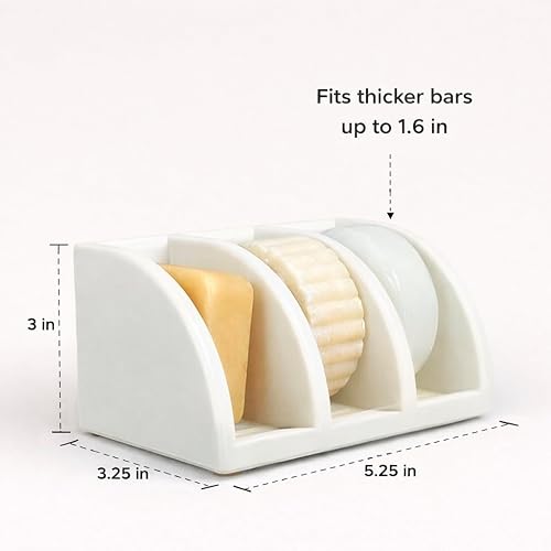Vista 8 de Soporte para Barra de Champú Sólido – Jabonera Multi-Barra con Drenaje – Organizador de Baño para Barra de Jabón, Barra de Champú y Barra de Blanco