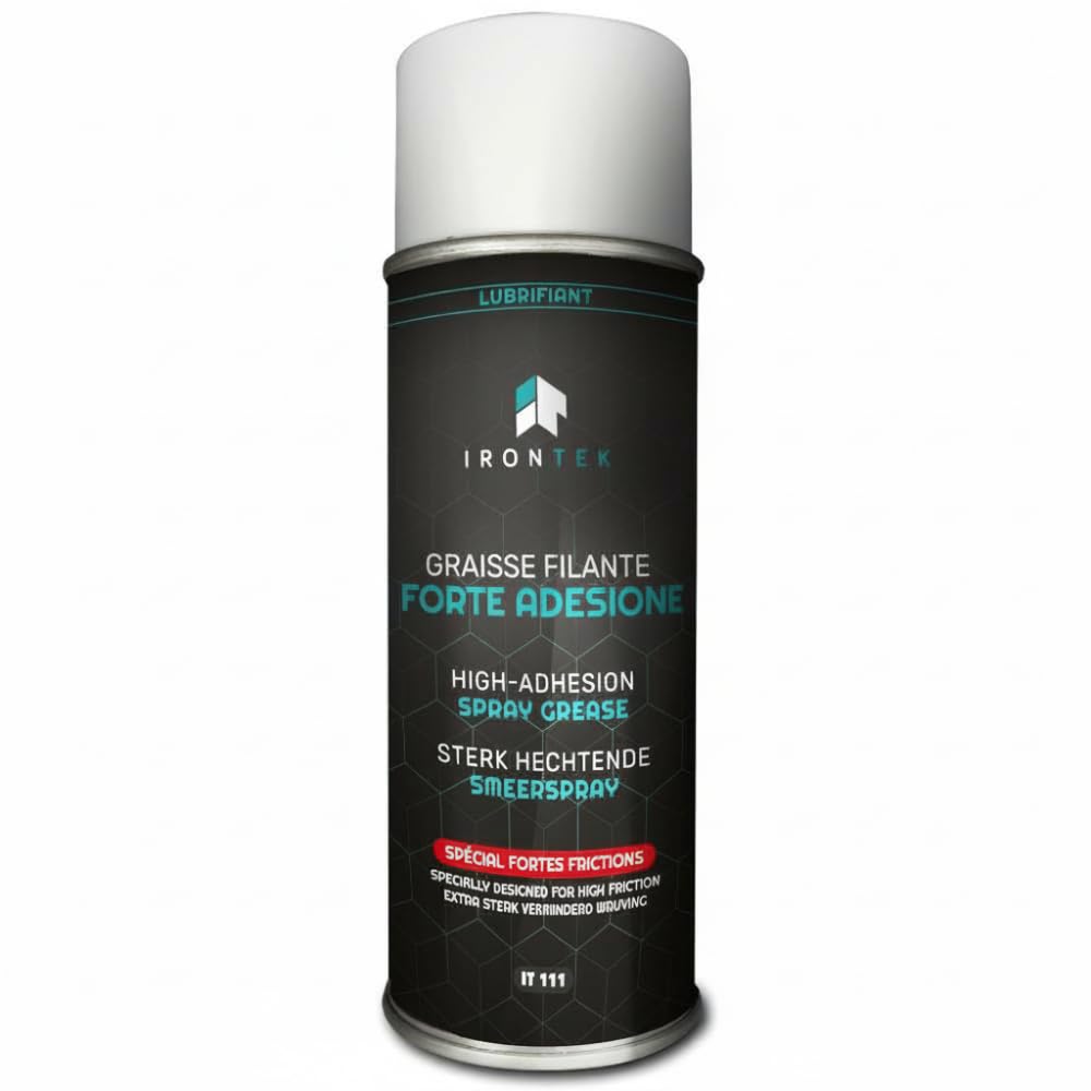 Grasso Spray Lubrificante - IRONTEK - 400 ml | IT111 | Base Sintetica con PTFE | Alta Aderenza e Resistenza | -35°C a +200°C