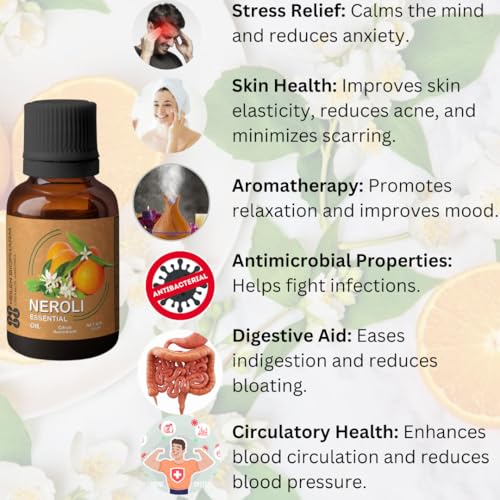 Image of Heilen Biopharm Neroli Essential Oil - 15 mL Bottle Pack of 1,For Calming & Soothing Scalp & Body (Citrus aurantium)