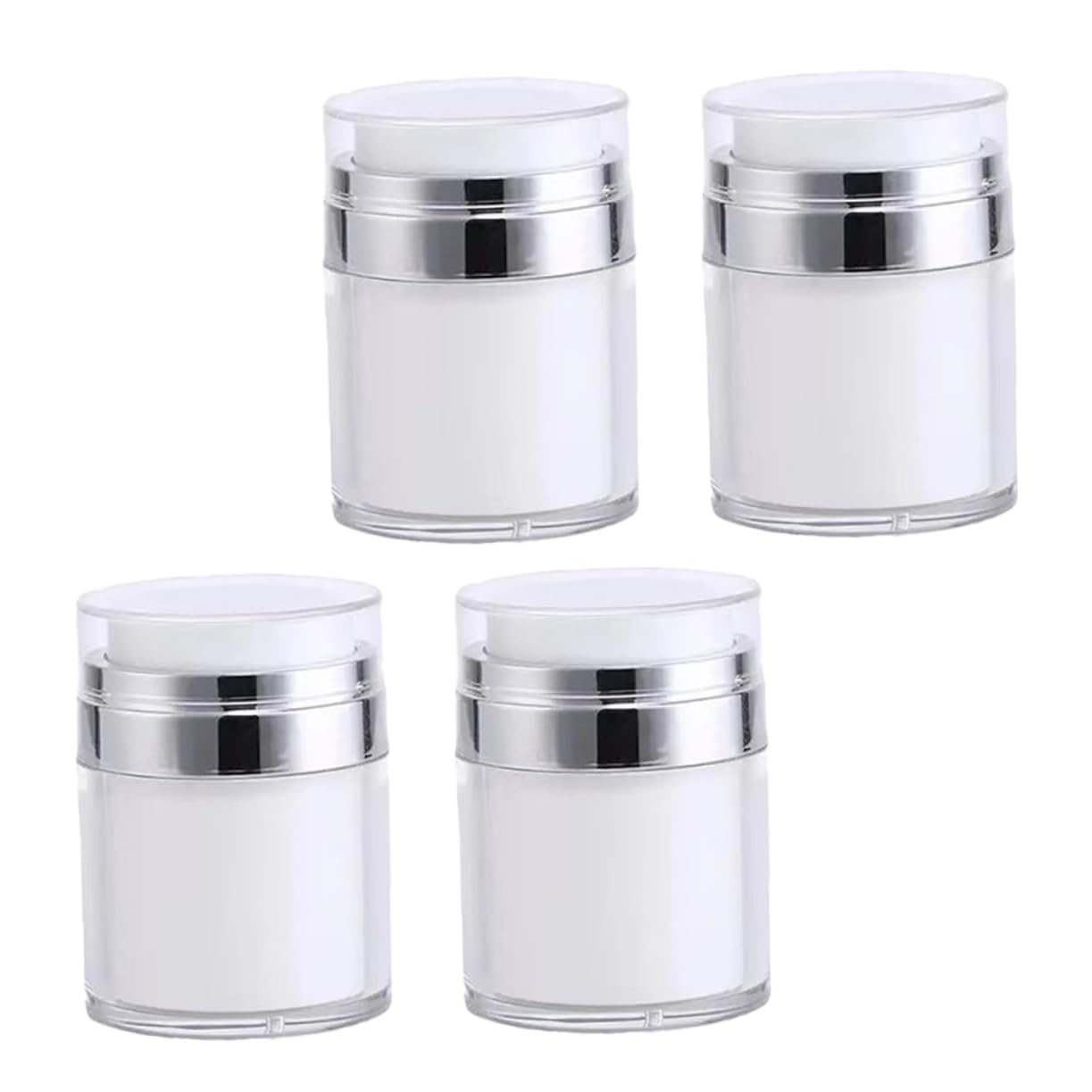 Barattolo Pompa Airless 30Ml Set 4 Contenitori Cosmetici Ricaricabili per Lozioni e Creme per Viaggi e