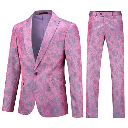 What to Wear in Prom Party for Men: 42 Best Prom Suits for Men 4 Mens 2 Piece Paisley Dress Suit One Button Party Wedding Blazer P...