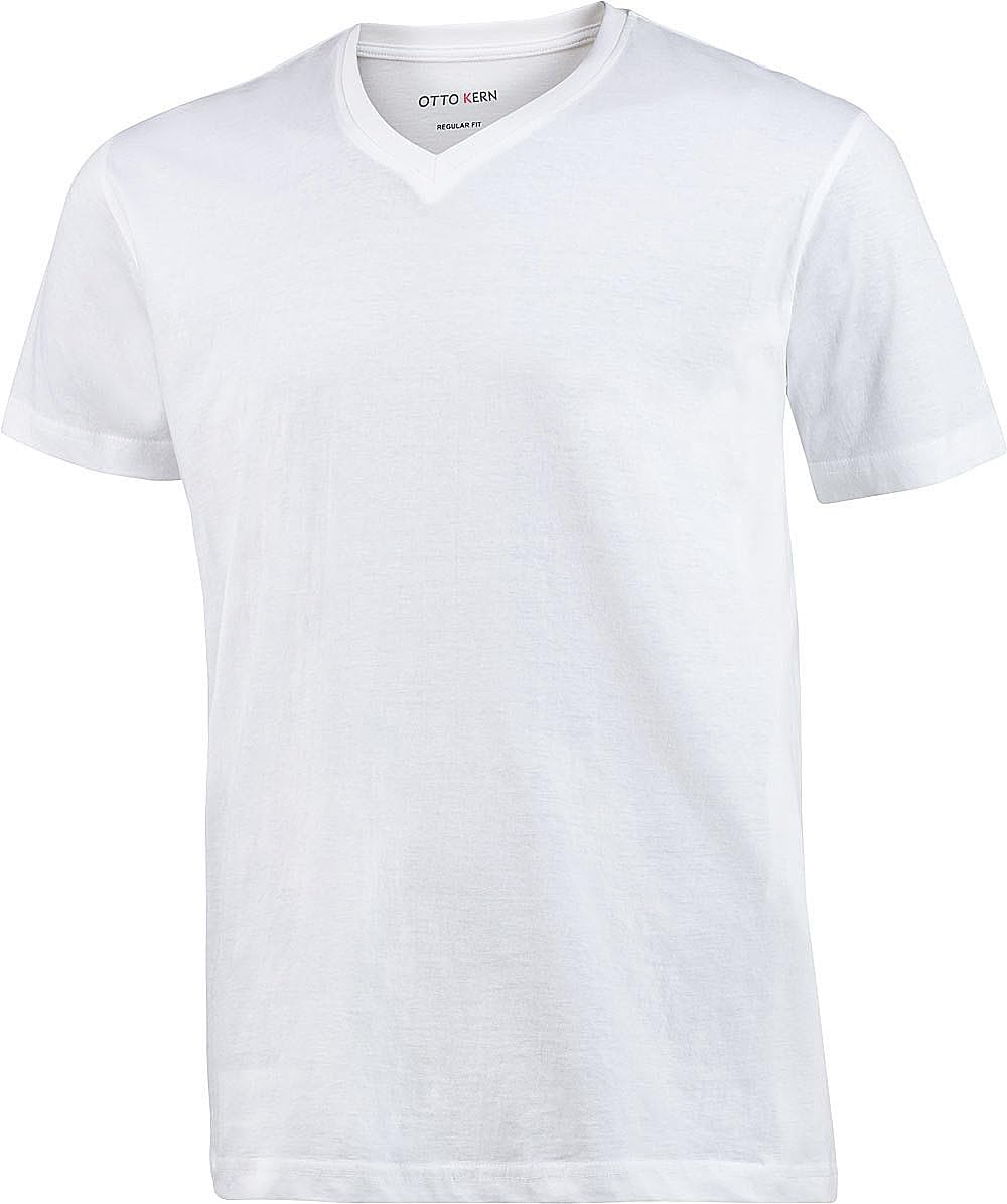 Otto Kern T Shirt Herren im 5er Pack, 5x Kurzarm-Shirts mit V-Ausschnitt, atmungsaktive T-Shirts Herren Schwarz und Weiß aus 100% Baumwolle, Weiß, Gr. 3XL