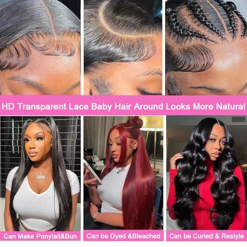 Image of 22 Inch 13x6 Lace Front Wigs Human Hair 200 Density Straight HD Lace Front Human Hair Wig Glueless Wigs Human Hair Pre Plucked Straight Frontal Wig for Women Natural Color