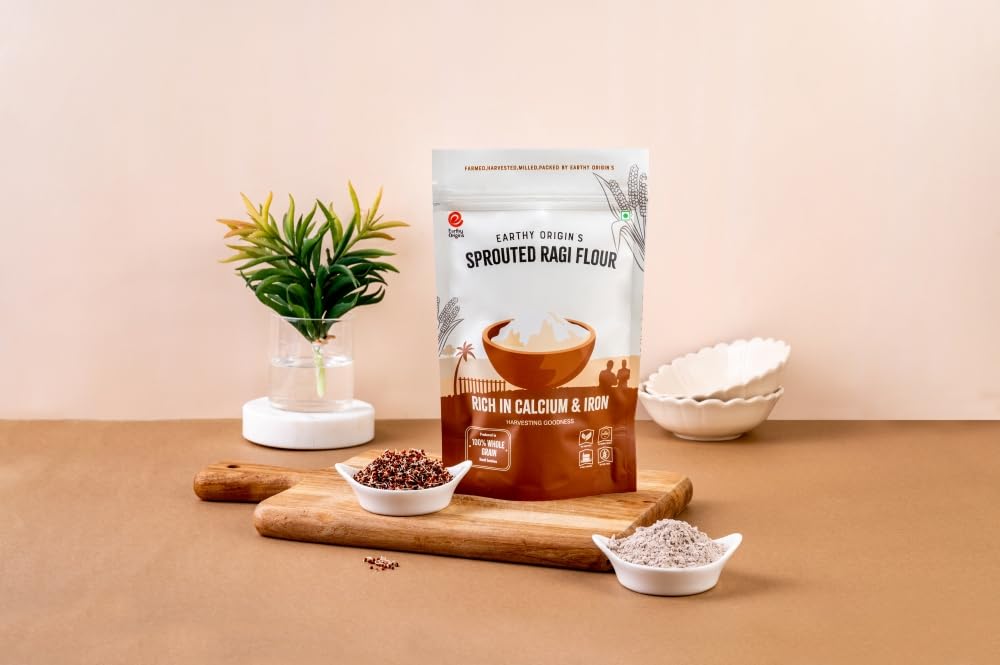 Earthy Origins Farms Sprouted Ragi Flour, Rich in Calcium & Iron, Gluten-Free & Vegan, Ready to cook mix, 250g (B0DBLSL99B) Amazon Price History, Amazon Price Tracker