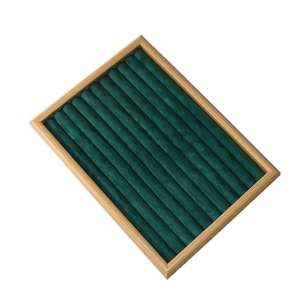 Zeng25liangOu-12 jewellery stand Dark Green Wooden Jewelry Rack Ring Tray Bracelet Earring Staple Earrings Storage for Display and Storage(Large)