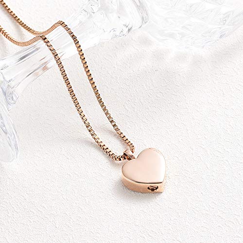 XSMZB Always in My Heart Baby Feet Ashes Keepsake Urn Pendant Necklace Cremation Urns Memorial Jewelry (Rose Gold-1)