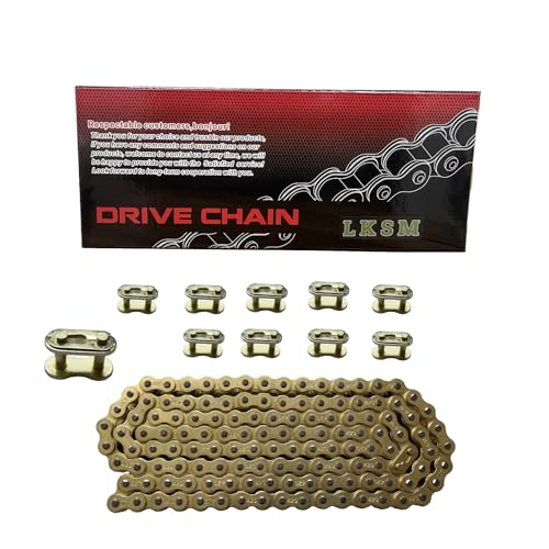 Image of 420 Motorcycle Chain Gold 132 Link | Standard Roller Chain with 10 Connecting Master Link for 100cc 110cc 125cc Dirt Pit Bike ATV Quad Go Kart Mini Bike Scooter
