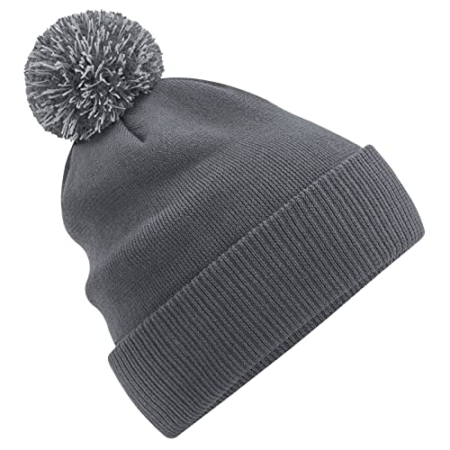 Image of Beechfield - Recycled Snowstar Beanie - Stylish Ribbed Cuff - Graphite Grey/Light Grey