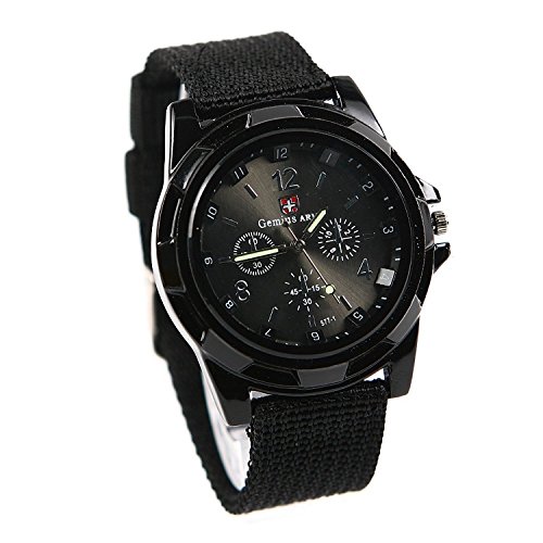 LsvtrUS Men's Sport Style Military Army Pilot Fabric Strap Watch Black
