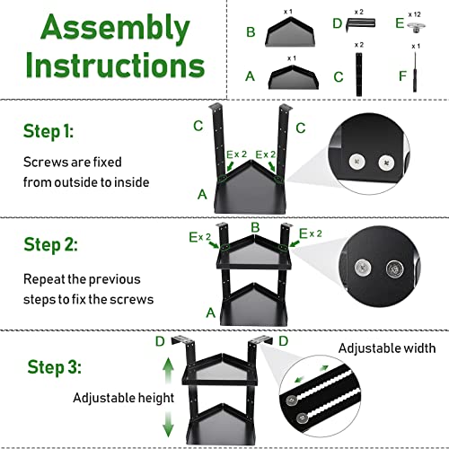 Olpchee Office Cubicle Shelf Cubicle Storage Organizer Cubicle Accessories Height Adjustable Cubicle Corner Shelf With Adjustable Hooks (Black, Double Layer) #TOP4