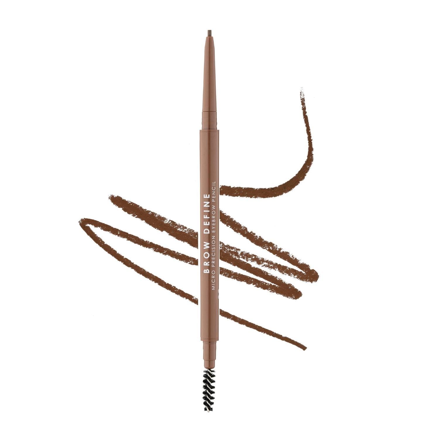 MUA Makeup Academy Brow Define, Mid Brown Micro Eyebrow Pencil with Spoolie Brush, For Medium to Dark Brunettes (Pack of 1) - Vegan & Cruelty Free