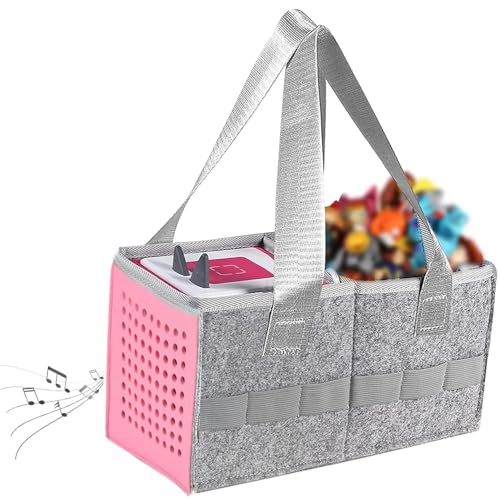 Image of Carrying Case for Toniebox Audio Player & Tonies Figures, Portable Felt Storage Organizer Bag for Tonie Characters, Accessories, Waterproof & Lightweight,Pink