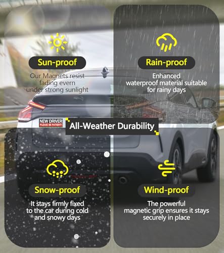 Image of New Driver Magnet for Car Please Be Patient New Driver Sticker Magnet Bumper Magnetic Signs for Vehicles 5Pcs