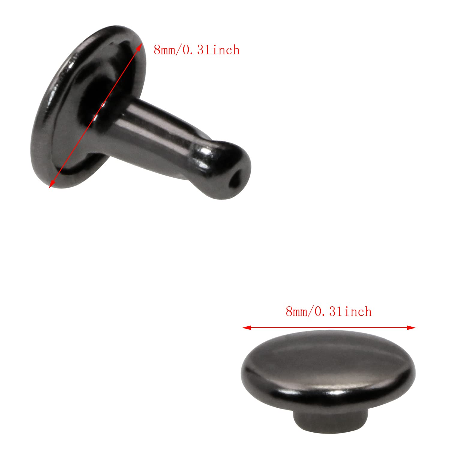 Amazon.com: ONLYKXY 100pcs Metallic Leathercraft Rivets Double Cap