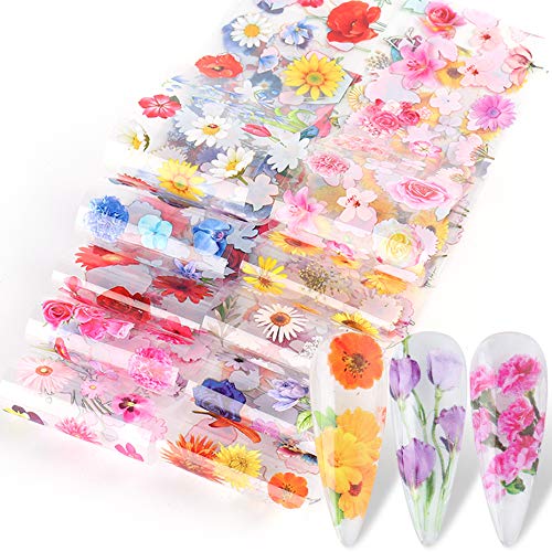 10 Sheets Sunflower Daisy Nail Art Foil Transfer Stickers Dried Flower Nail Foil Summer Spring Nail Decorations Rose Sunflower Daisy Manicure Transfer Tips Nail Art DIY Decoration