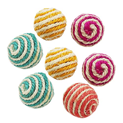 GALPADA 7pcs Cat Ball Interactive Rope Balls for Cats Random Colors for Scratching and Biting for Indoor Play and Bonding