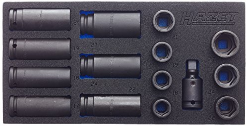 Hazet Socket Set 163-463/15, Square Hollow 12.5 mm (1/2 inch), External hex Traction Profile, Number of Tools: 15, Size