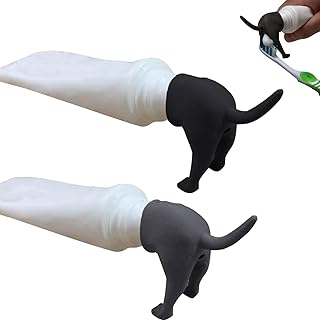 2Pcs Pooping Dog Butt Toothpaste Topper, Funny Toothpaste Dispenser Cap Self Closing Toothpaste Covers Prank Toothpaste Squeezer Bathroom Accessories
