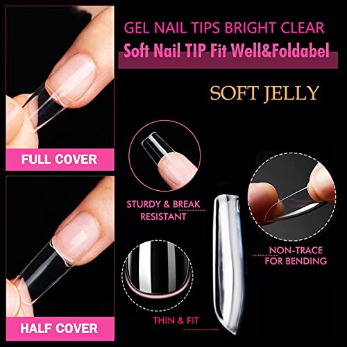 Una Gella Medium Square Gel Nail Tips, 216Pcs Clear Square Fake Nails For Full Cover Acrylic Square Nails, French False Nails For Nail Extension And Diy Nail Art, 12 Sizes False Gelly Tips, Home Diy Nail Salon #TOP2