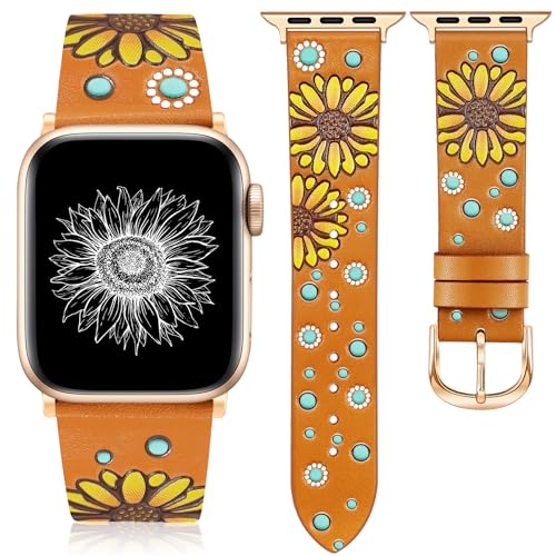 Bracelet cuir Apple Watch femme résistant et souple style vintage