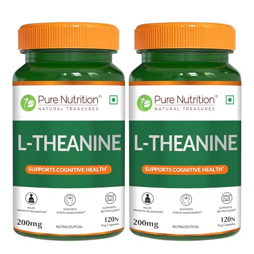 Pure Nutrition L-Theanine 200mg – 240 Veg Capsules (120X2) | L Theanine Supplement | Supports Stress Relief, Anxiety Reduction & Cognitive Health | Promotes Relaxation & Brain Function