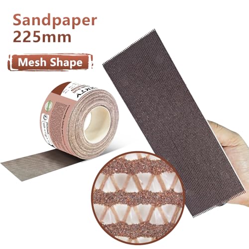 GZKTY Rulo z papieru ściernego z siatką, 70 mm x 10 m, ziarnistość P150, łączenie z 70mm szerokim ręcznym szlifierkiem, siatka szlifierska do drewna, metalu, ściany