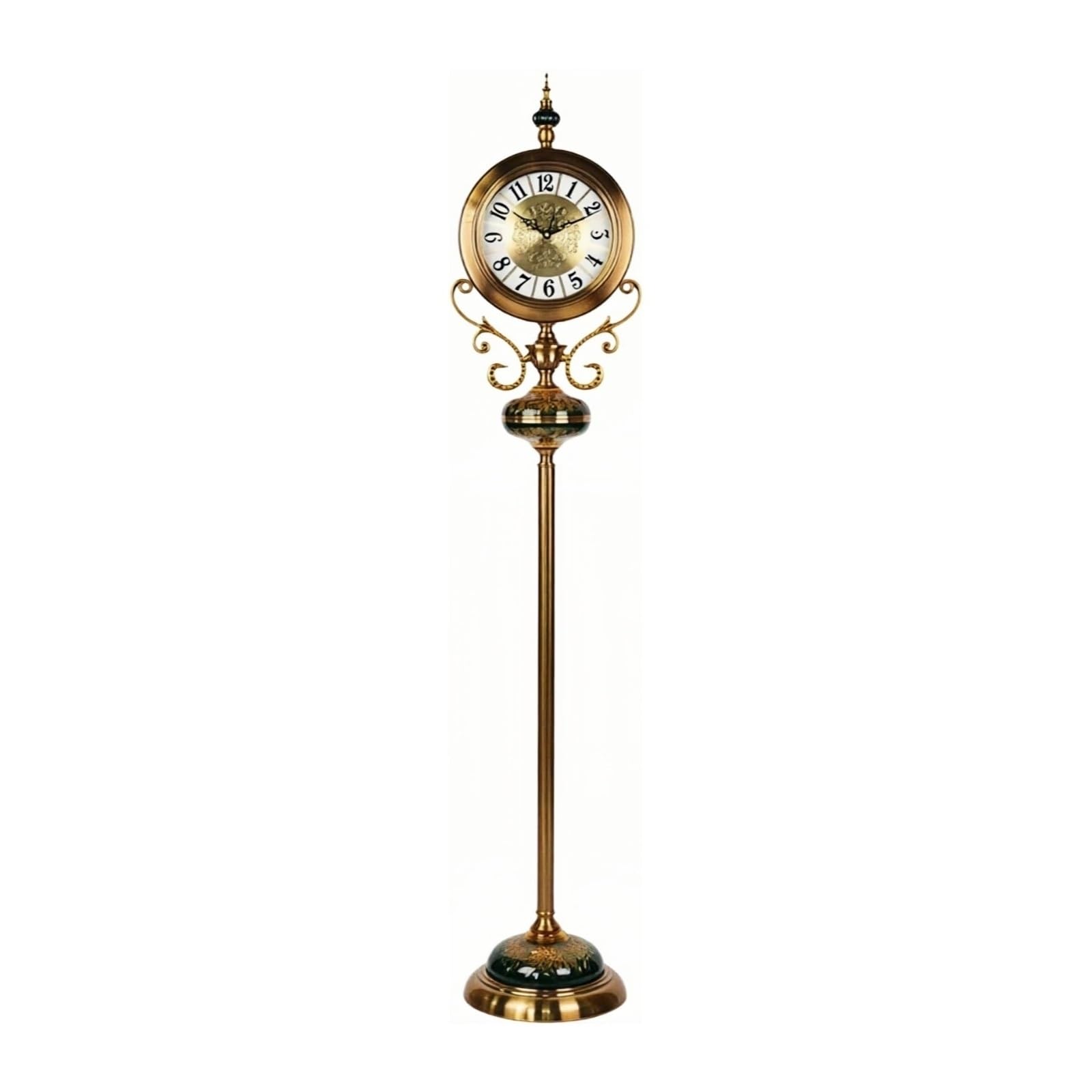 Hhmmei2024-23 Floor Clock Metal Floor Standing Clock Quartz Silent Roman Numeral for Living Room Home Decor
