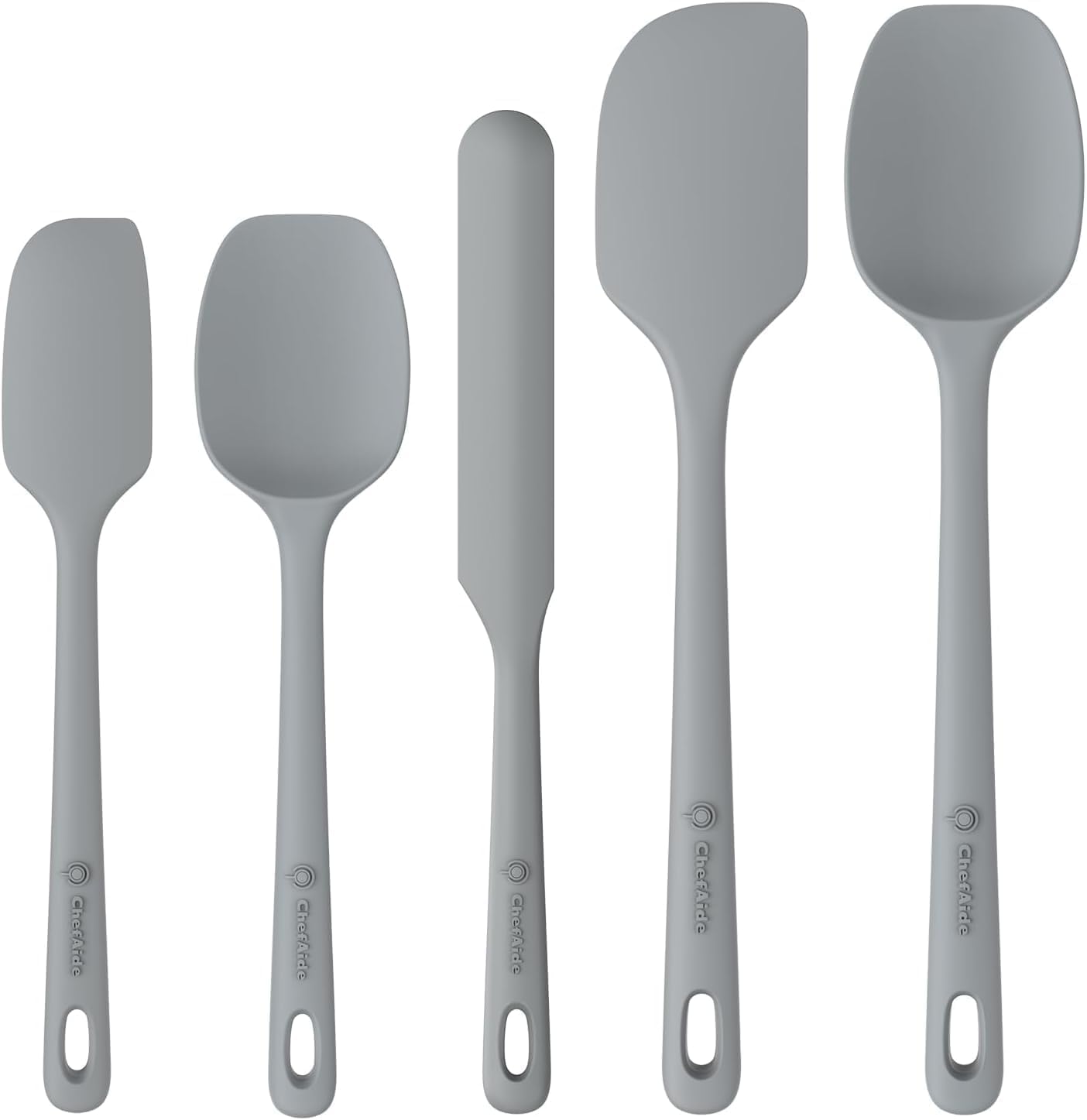 ChefAide 5 Pieces Silicone Spatulas Set, Heat Resistant Rubber Spatula